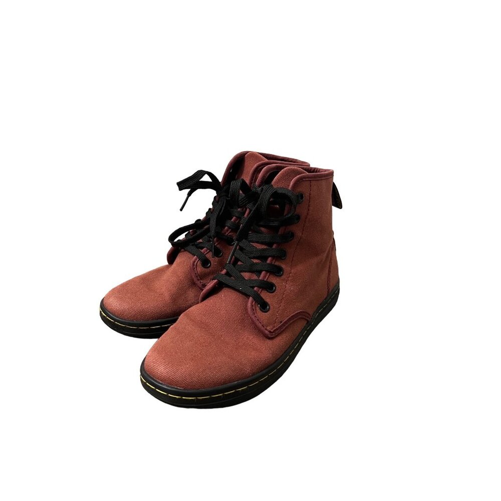 Doc Dr Martens Womens Shoreditch Maroon Burgundy Red Canvas High Top Shoes Sz 6